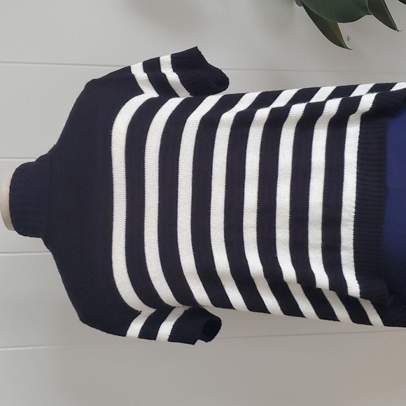 Sweet & Sinful Women's Stripe Black White Assymmetrical Blazer Sweater Like Med. - Picture 7 of 11